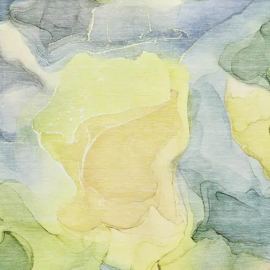 Yellow Blue And Beige Abstract Washable Area Rug With UV Protection Photo 3