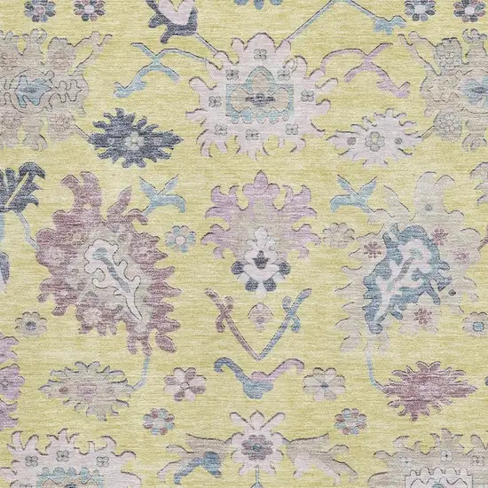 Yellow Blue And Blush Floral Washable Area Rug With UV Protection Photo 8