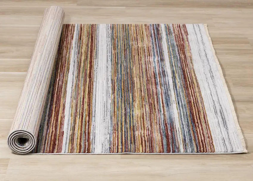 Yellow Blue And Brown Striped Area Rug Photo 9