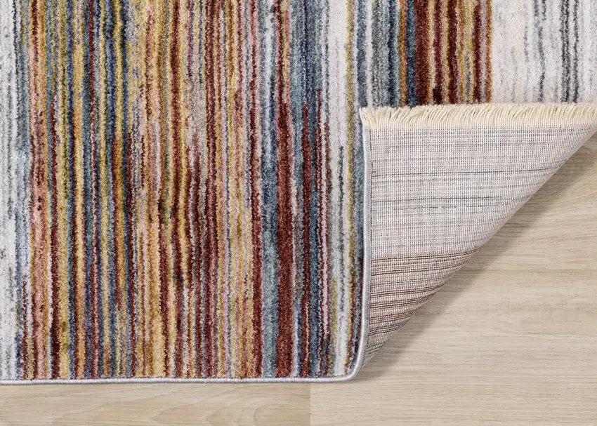 Yellow Blue And Brown Striped Area Rug Photo 9