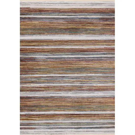 Yellow Blue And Brown Striped Area Rug Photo 2