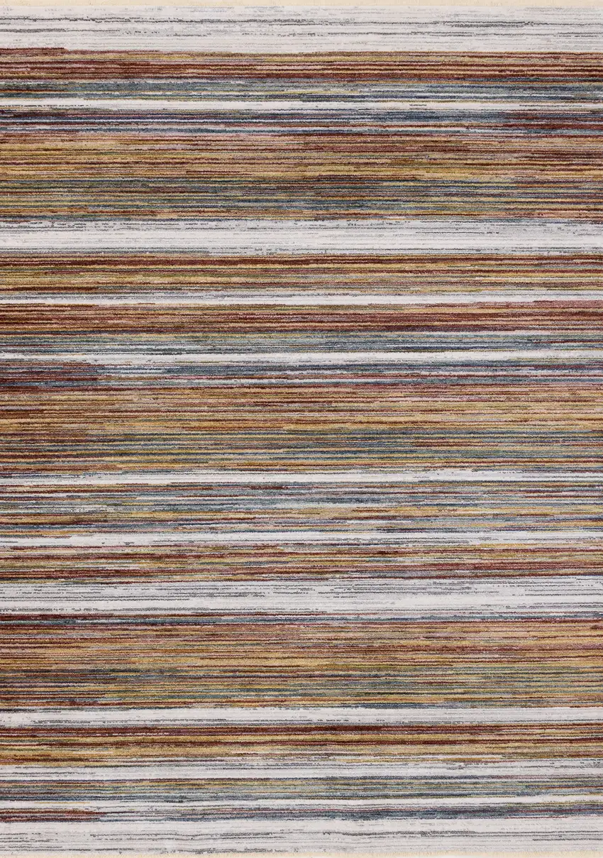 Yellow Blue And Brown Striped Area Rug Photo 2