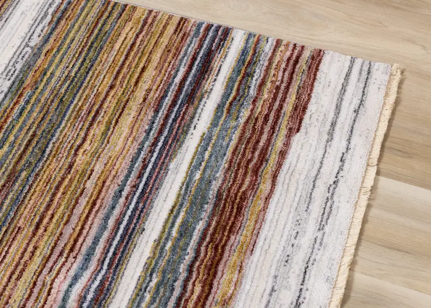 Yellow Blue And Brown Striped Area Rug Photo 7