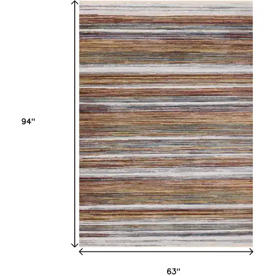 Yellow Blue And Brown Striped Area Rug Photo 3