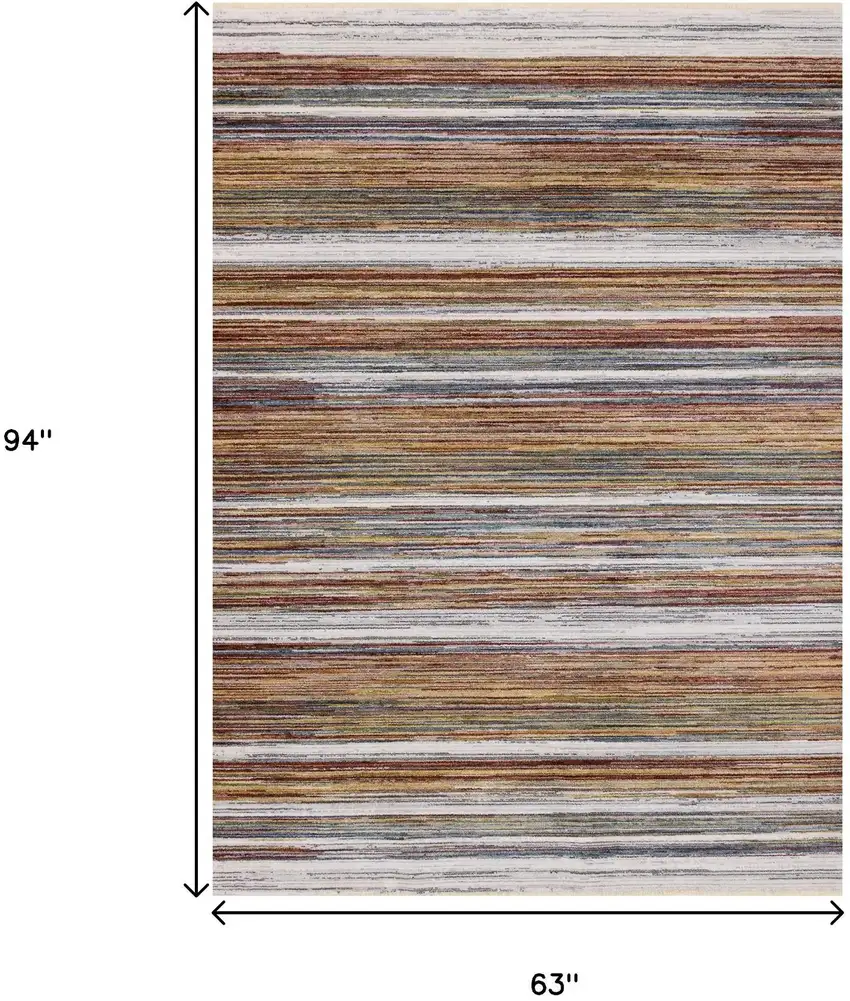 Yellow Blue And Brown Striped Area Rug Photo 3