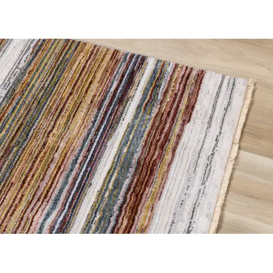 Yellow Blue And Brown Striped Area Rug Photo 6