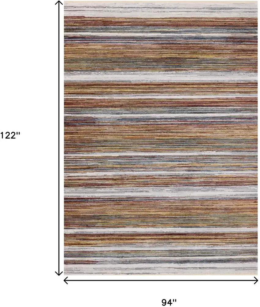 Yellow Blue And Brown Striped Area Rug Photo 3