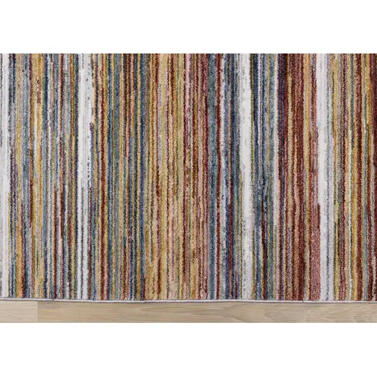 Yellow Blue And Brown Striped Area Rug Photo 9