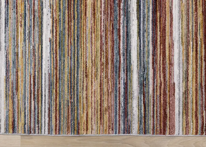 Yellow Blue And Brown Striped Area Rug Photo 9