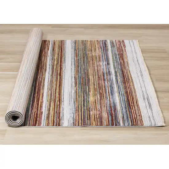 Yellow Blue And Brown Striped Area Rug Photo 9