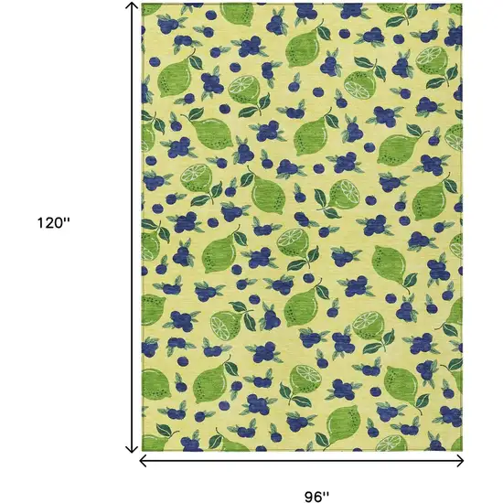 Yellow Blue And Green Lemons Washable Indoor Outdoor Area Rug Photo 3