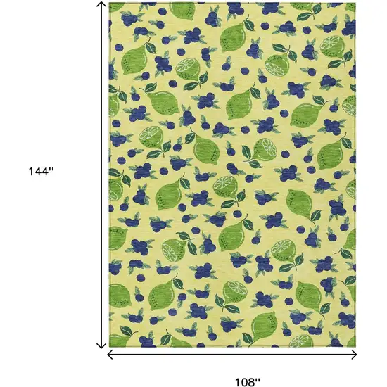 Yellow Blue And Green Lemons Washable Indoor Outdoor Area Rug Photo 3