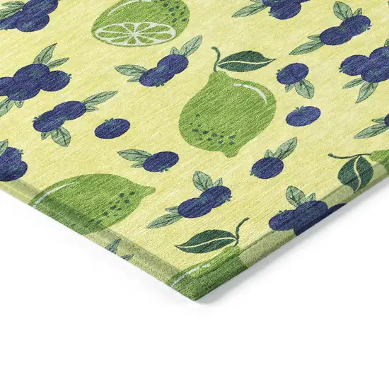 Yellow Blue And Green Lemons Washable Indoor Outdoor Area Rug Photo 7