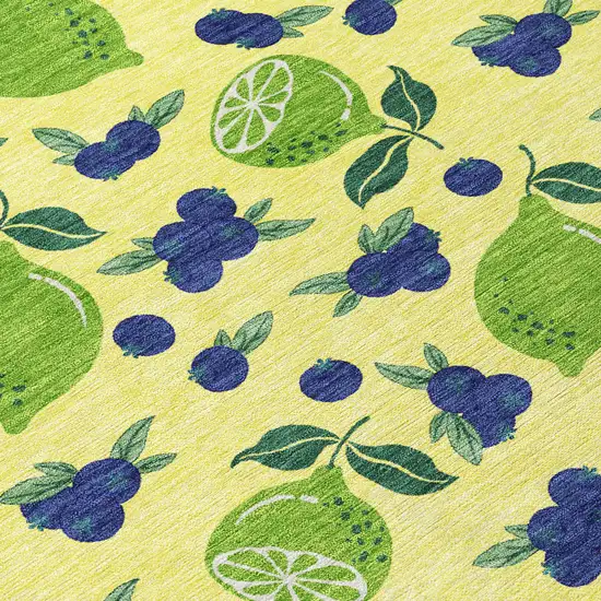 Yellow Blue And Green Lemons Washable Indoor Outdoor Area Rug Photo 5