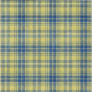 Photo of Yellow Blue And Ivory Plaid Washable Indoor Outdoor Area Rug