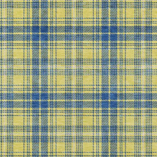 Yellow Blue And Ivory Plaid Washable Indoor Outdoor Area Rug Photo 5