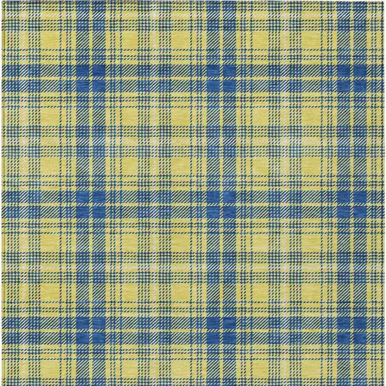 Yellow Blue And Ivory Plaid Washable Indoor Outdoor Area Rug Photo 6