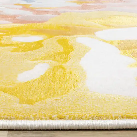 Yellow Blue And Pink Botanical Leaves Area Rug Photo 8