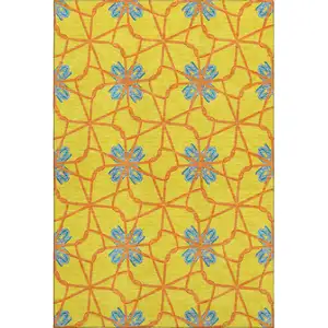 Photo of Yellow Blue And Red Geometric Washable Area Rug With UV Protection