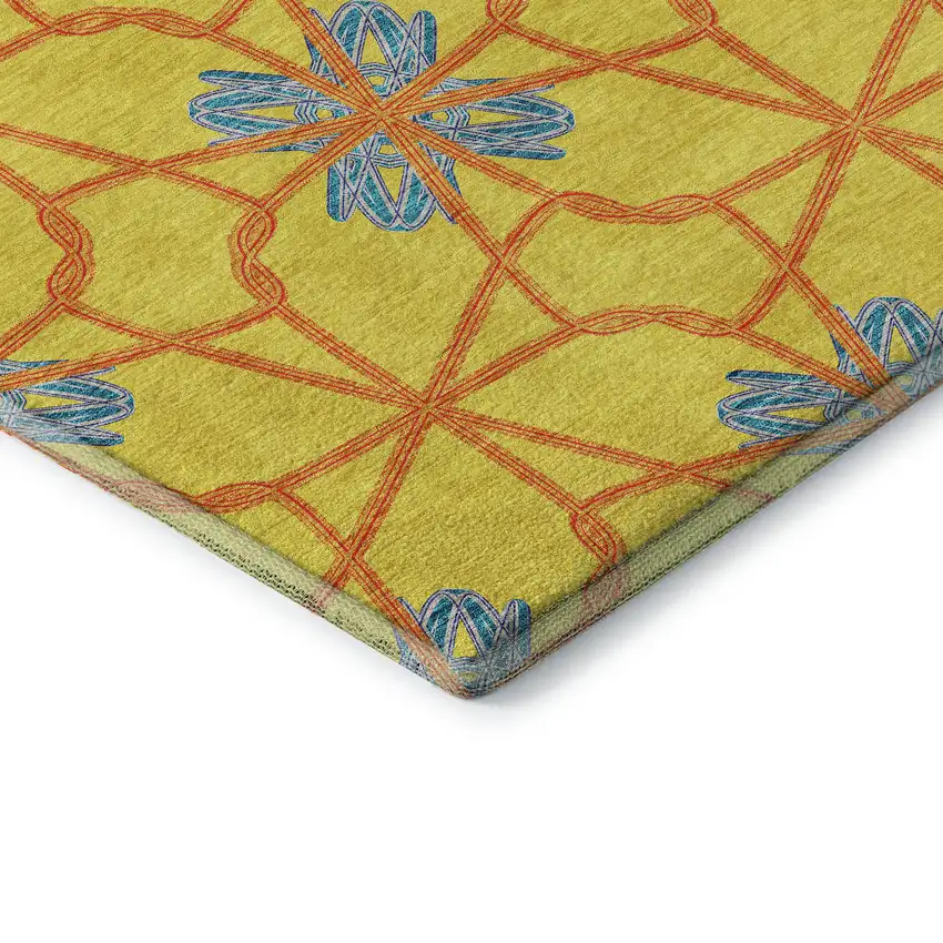 Yellow Blue And Red Geometric Washable Area Rug With UV Protection Photo 7