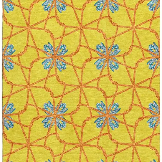 Yellow Blue And Red Geometric Washable Area Rug With UV Protection Photo 3