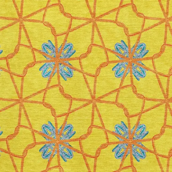 Yellow Blue And Red Geometric Washable Area Rug With UV Protection Photo 2