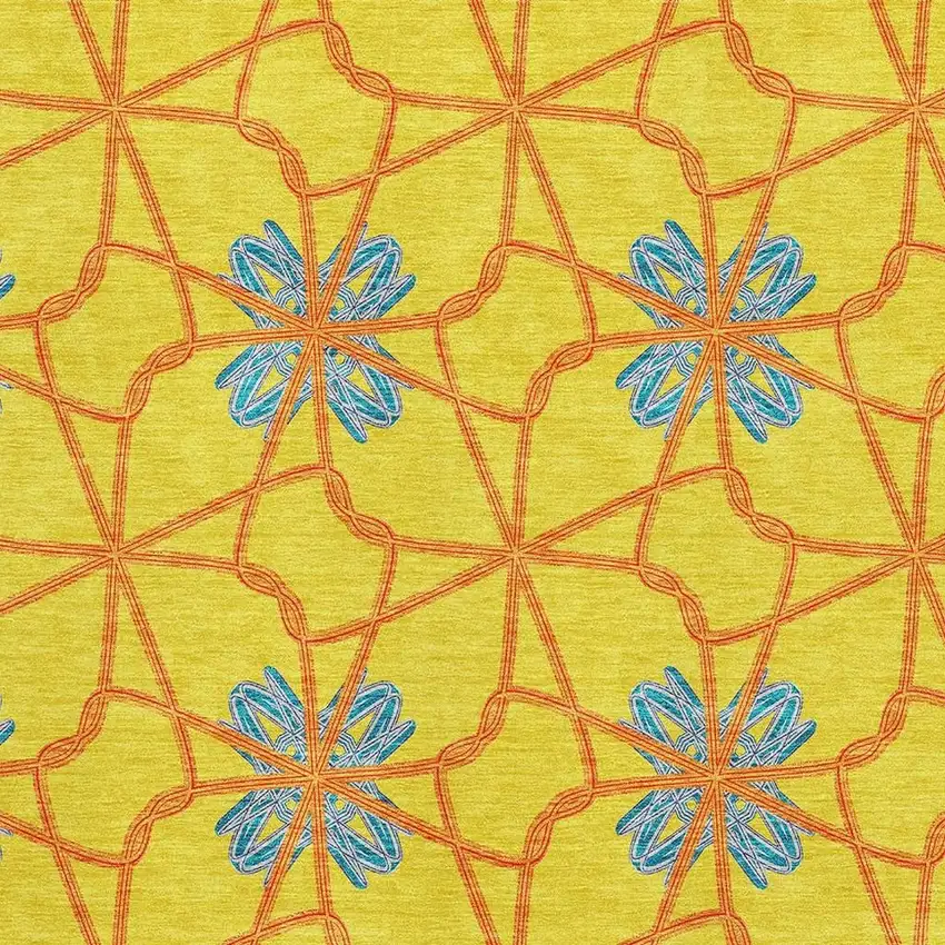 Yellow Blue And Red Geometric Washable Area Rug With UV Protection Photo 2