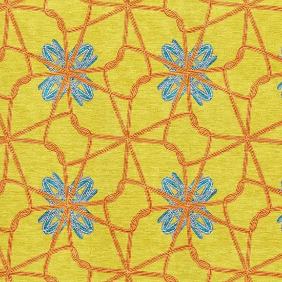 Yellow Blue And Red Geometric Washable Area Rug With UV Protection Photo 2