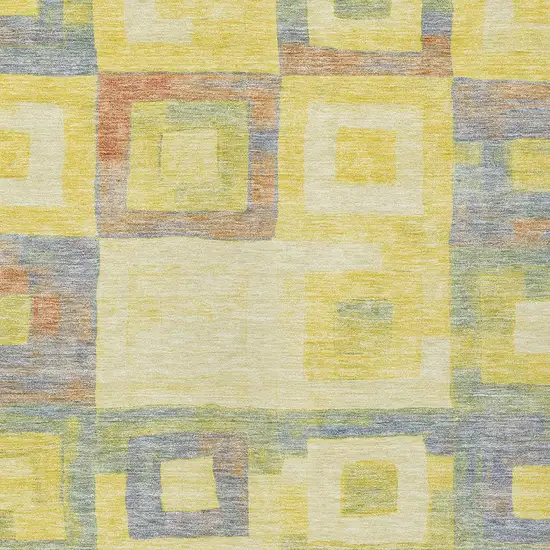 Yellow Blue And Terra Cotta Geometric Washable Indoor Outdoor Area Rug Photo 4