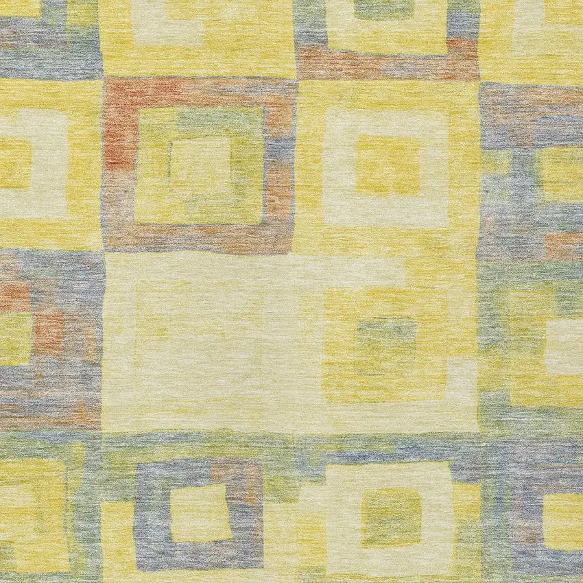 Yellow Blue And Terra Cotta Geometric Washable Indoor Outdoor Area Rug Photo 4
