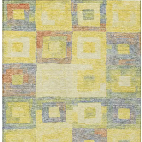 Yellow Blue And Terra Cotta Geometric Washable Indoor Outdoor Area Rug Photo 6