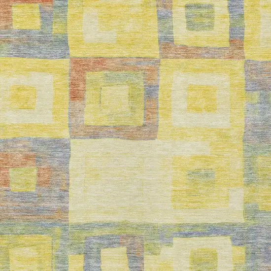 Yellow Blue And Terra Cotta Geometric Washable Indoor Outdoor Area Rug Photo 5
