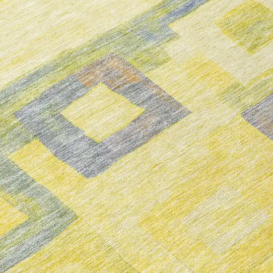Yellow Blue And Terra Cotta Geometric Washable Indoor Outdoor Area Rug Photo 7