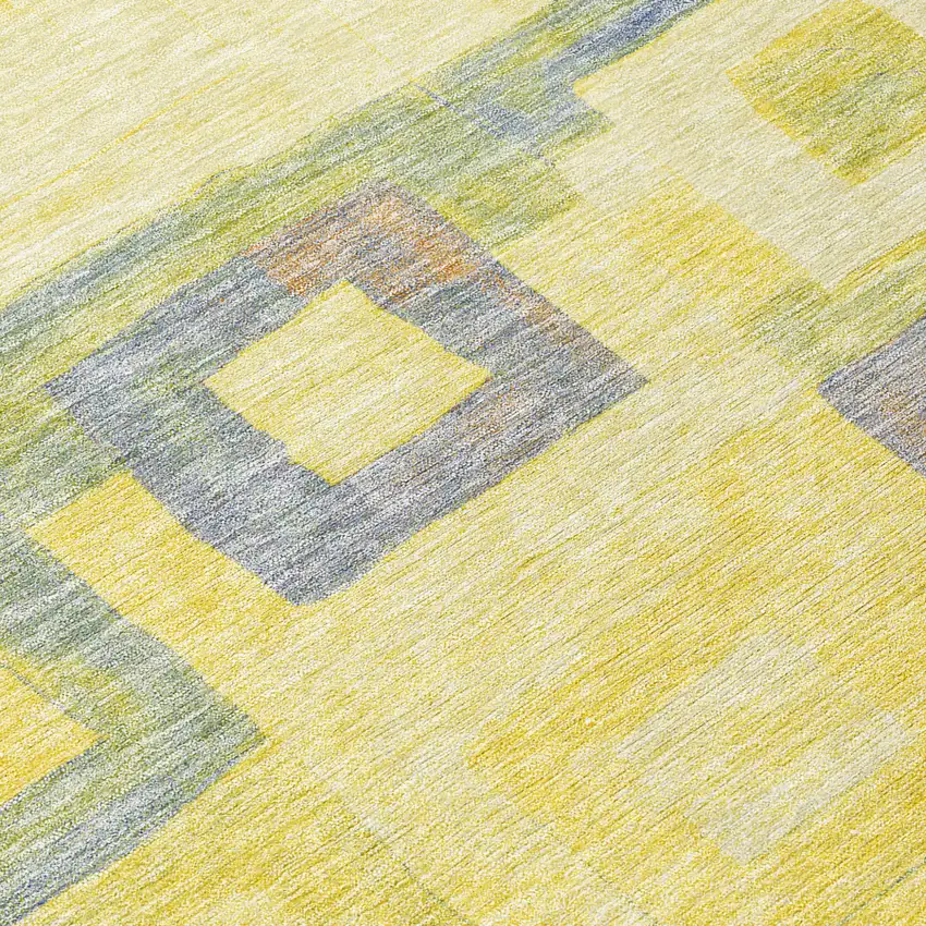 Yellow Blue And Terra Cotta Geometric Washable Indoor Outdoor Area Rug Photo 7