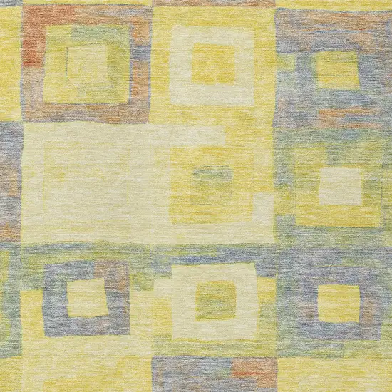 Yellow Blue And Terra Cotta Geometric Washable Indoor Outdoor Area Rug Photo 5