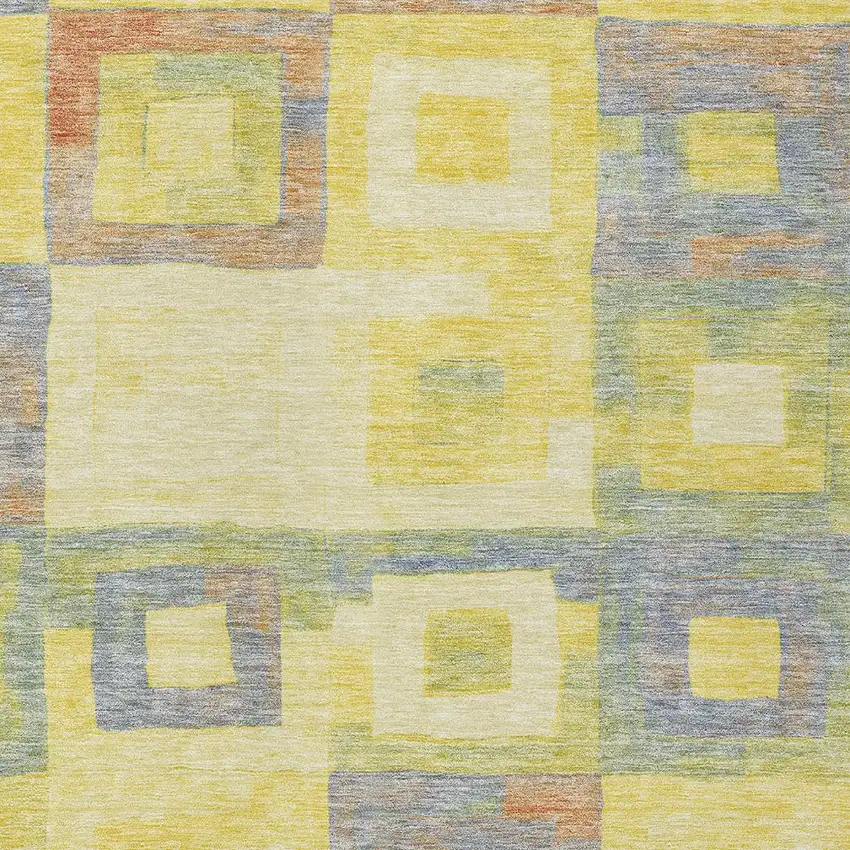 Yellow Blue And Terra Cotta Geometric Washable Indoor Outdoor Area Rug Photo 5