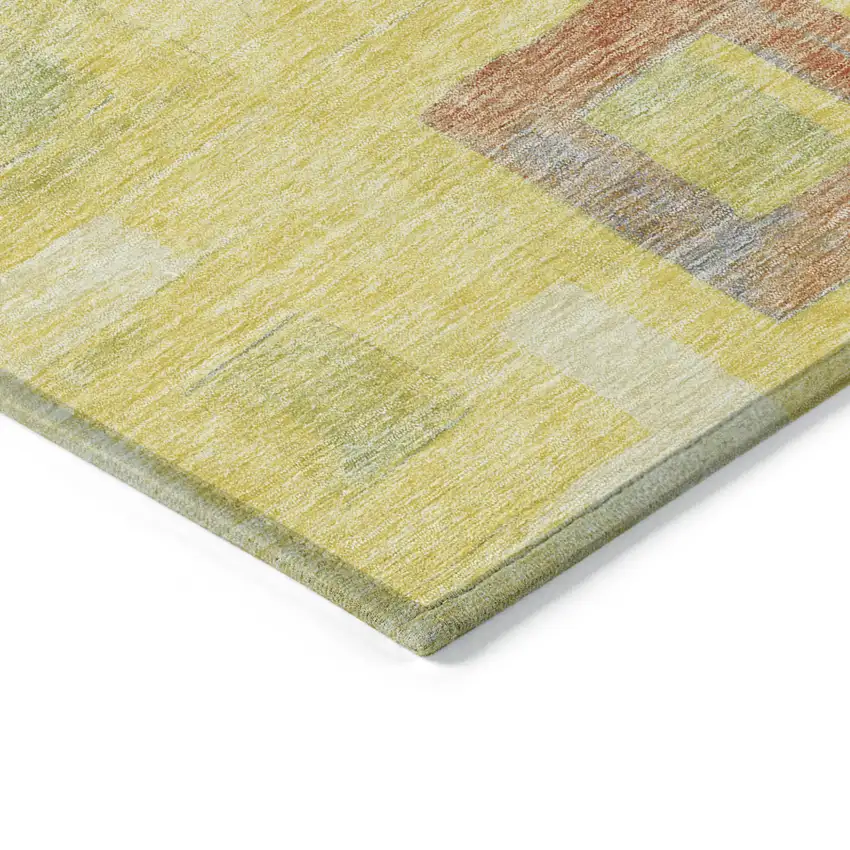 Yellow Blue And Terra Cotta Geometric Washable Indoor Outdoor Area Rug Photo 4