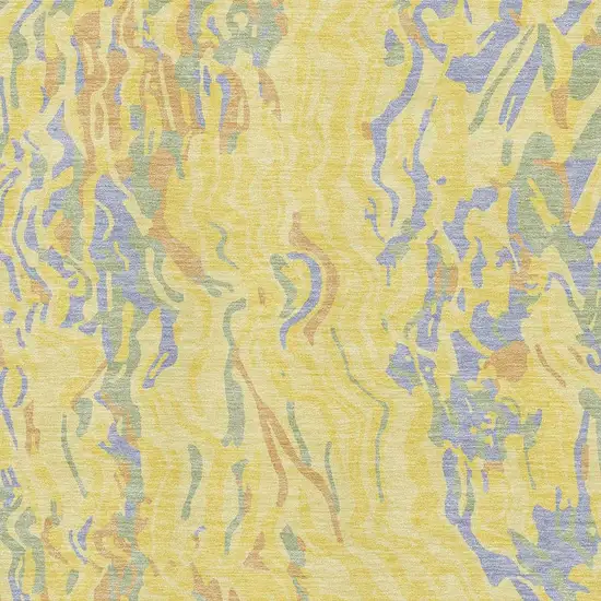 Yellow Copper And Blue Abstract Washable Area Rug With UV Protection Photo 3