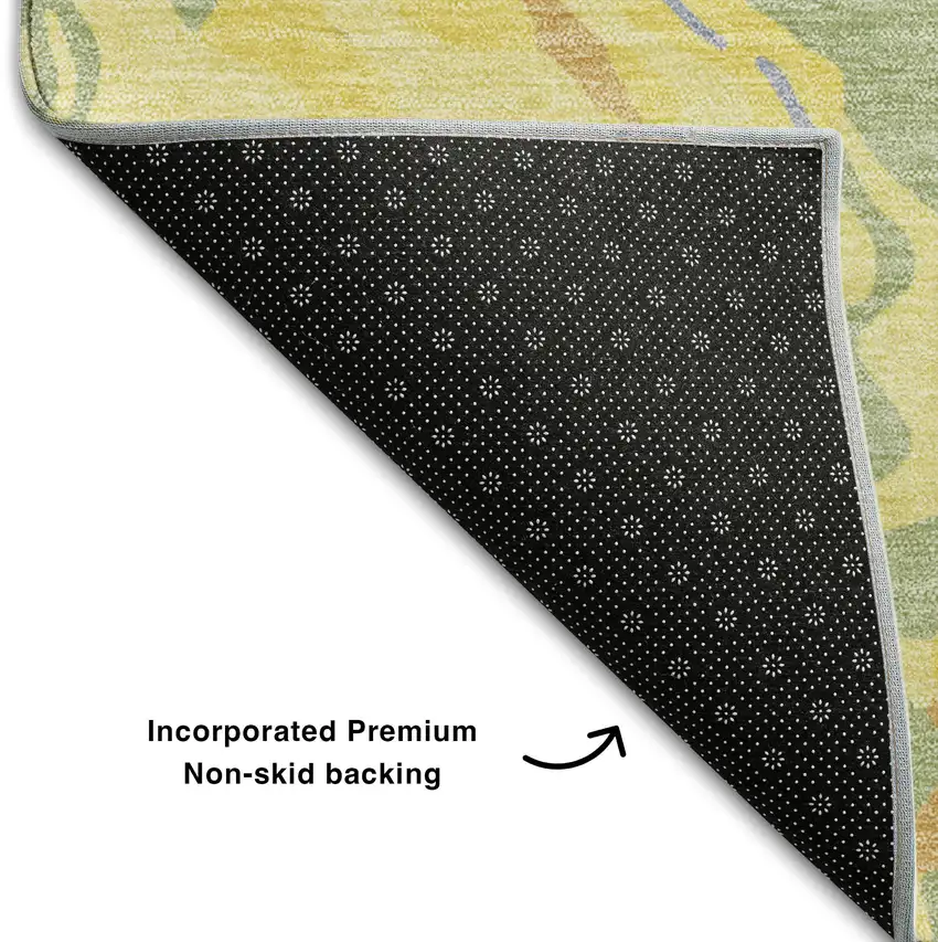 Yellow Copper And Blue Abstract Washable Area Rug With UV Protection Photo 6