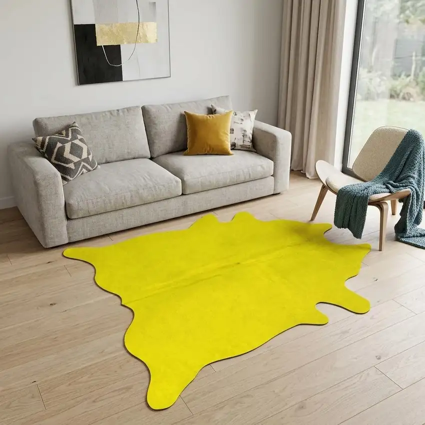 Yellow Cowhide Area Rug Photo 1
