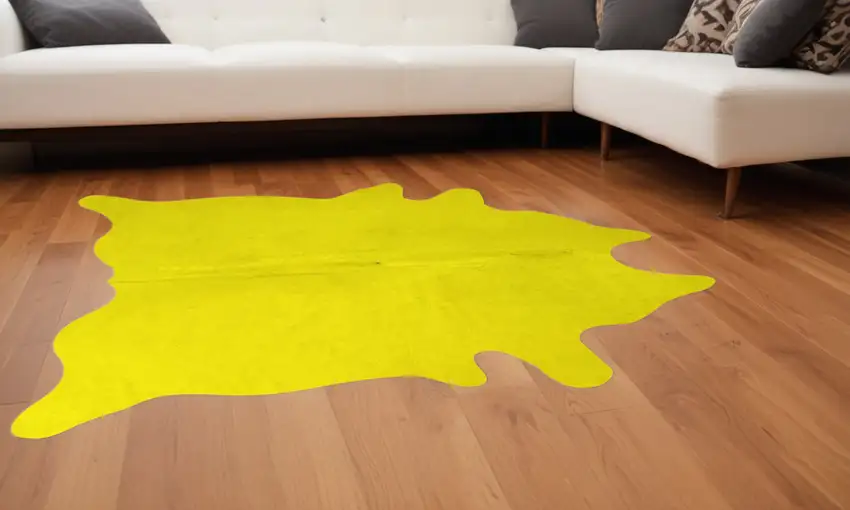Yellow Cowhide Area Rug Photo 1