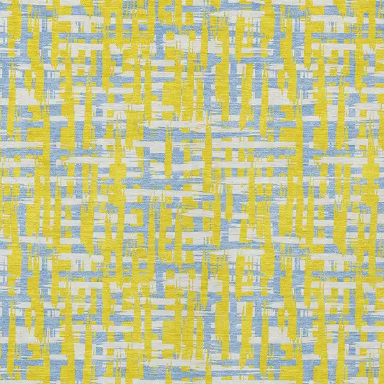 Yellow Denim Blue And Beige Abstract Washable Indoor Outdoor Area Rug Photo 6