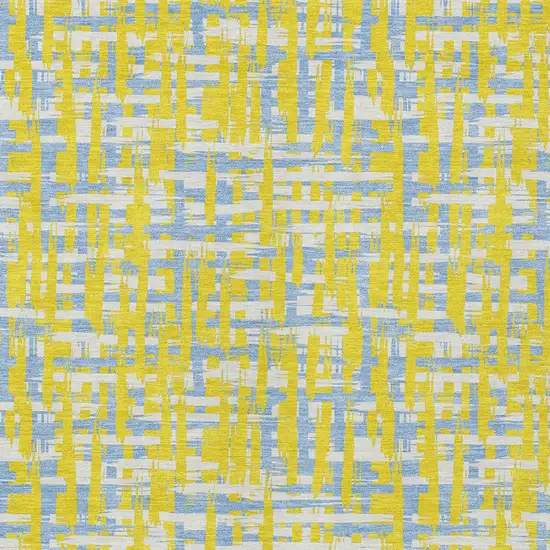Yellow Denim Blue And Beige Abstract Washable Indoor Outdoor Area Rug Photo 6