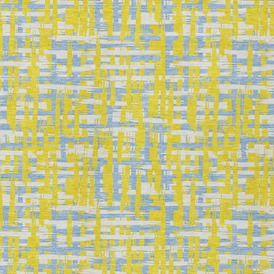 Yellow Denim Blue And Beige Abstract Washable Indoor Outdoor Area Rug Photo 6