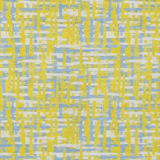 Yellow Denim Blue And Beige Abstract Washable Indoor Outdoor Area Rug Photo 6