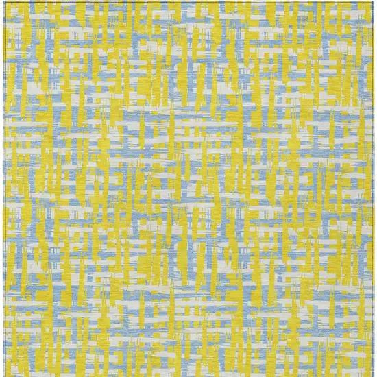 Yellow Denim Blue And Beige Abstract Washable Indoor Outdoor Area Rug Photo 7