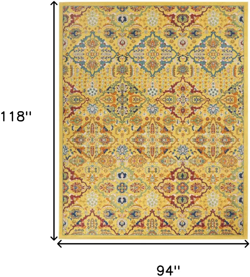 Yellow Floral Power Loom Area Rug Photo 9
