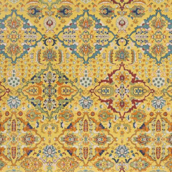 Yellow Floral Power Loom Area Rug Photo 3