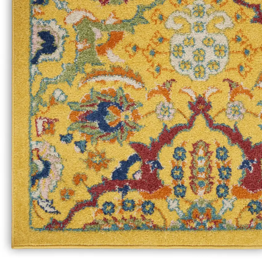 Yellow Floral Power Loom Area Rug Photo 9