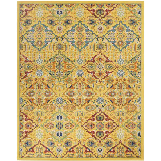 Yellow Floral Power Loom Area Rug Photo 2